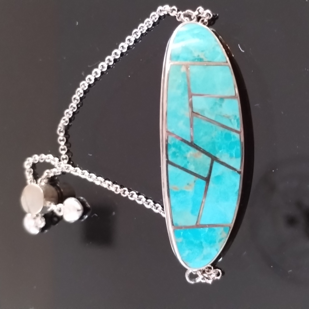 Turquoise silver inlay bracelet